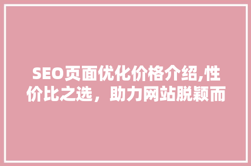 SEO页面优化价格介绍,性价比之选，助力网站脱颖而出