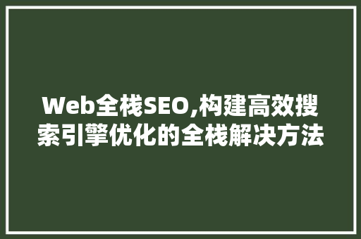 Web全栈SEO,构建高效搜索引擎优化的全栈解决方法