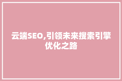云端SEO,引领未来搜索引擎优化之路