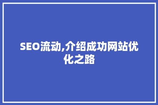 SEO流动,介绍成功网站优化之路