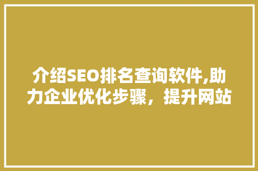 介绍SEO排名查询软件,助力企业优化步骤，提升网站流量与曝光度