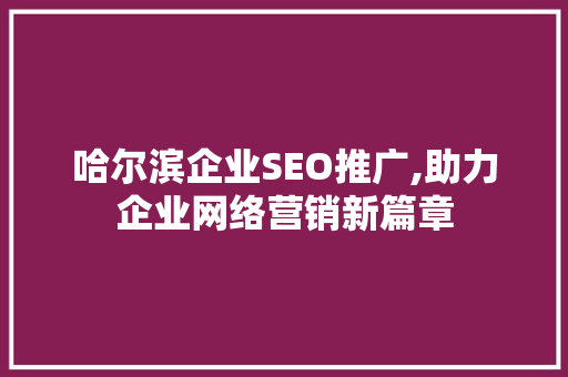 哈尔滨企业SEO推广,助力企业网络营销新篇章