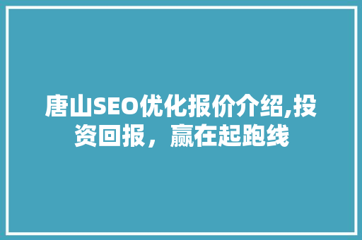 唐山SEO优化报价介绍,投资回报，赢在起跑线