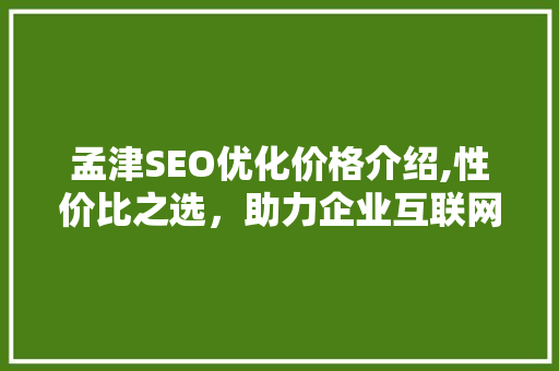 孟津SEO优化价格介绍,性价比之选，助力企业互联网营销