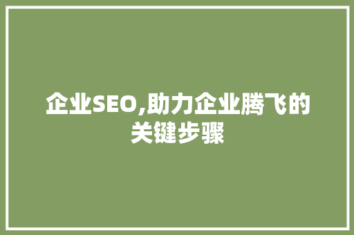 企业SEO,助力企业腾飞的关键步骤