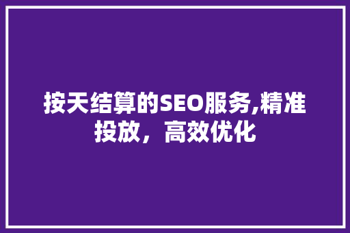 按天结算的SEO服务,精准投放，高效优化