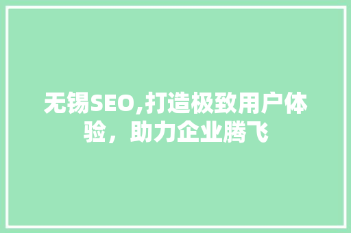 无锡SEO,打造极致用户体验，助力企业腾飞