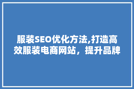 服装SEO优化方法,打造高效服装电商网站，提升品牌竞争力