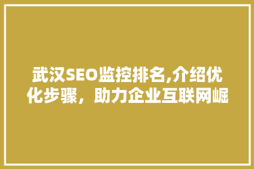 武汉SEO监控排名,介绍优化步骤，助力企业互联网崛起