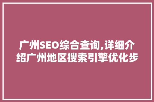 广州SEO综合查询,详细介绍广州地区搜索引擎优化步骤