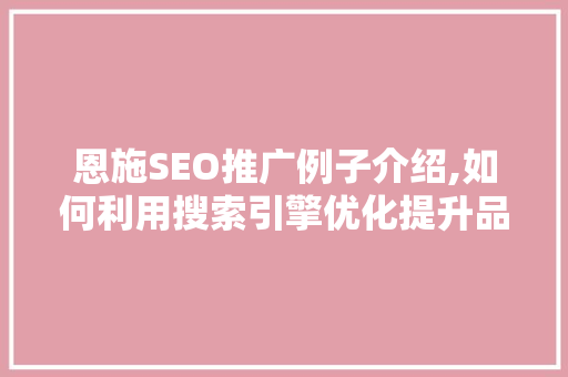 恩施SEO推广例子介绍,如何利用搜索引擎优化提升品牌影响力