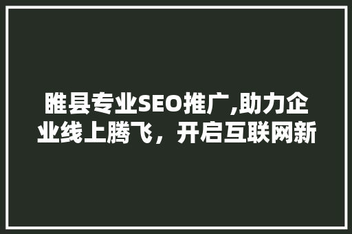 睢县专业SEO推广,助力企业线上腾飞，开启互联网新篇章