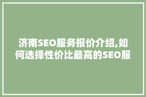 济南SEO服务报价介绍,如何选择性价比最高的SEO服务