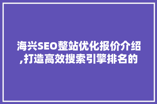 海兴SEO整站优化报价介绍,打造高效搜索引擎排名的方法