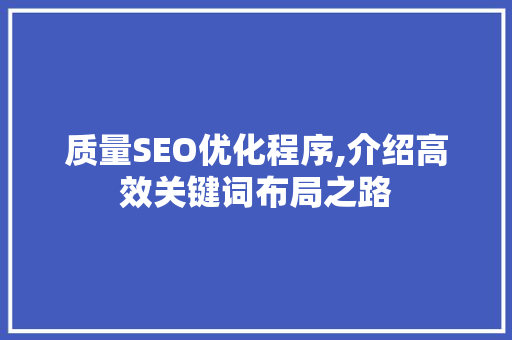 质量SEO优化程序,介绍高效关键词布局之路