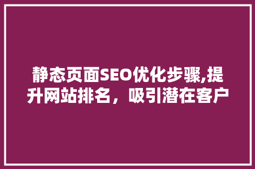 静态页面SEO优化步骤,提升网站排名，吸引潜在客户
