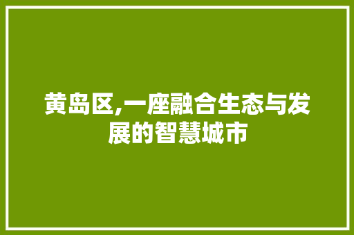 黄岛区,一座融合生态与发展的智慧城市