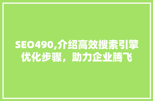 SEO490,介绍高效搜索引擎优化步骤，助力企业腾飞