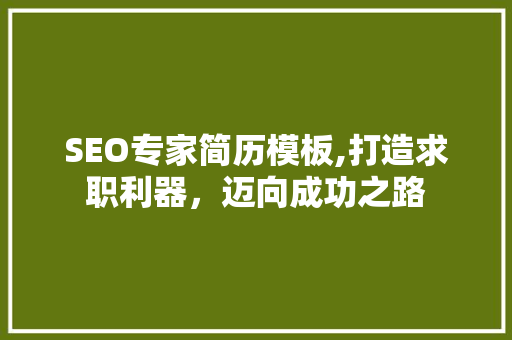 SEO专家简历模板,打造求职利器，迈向成功之路