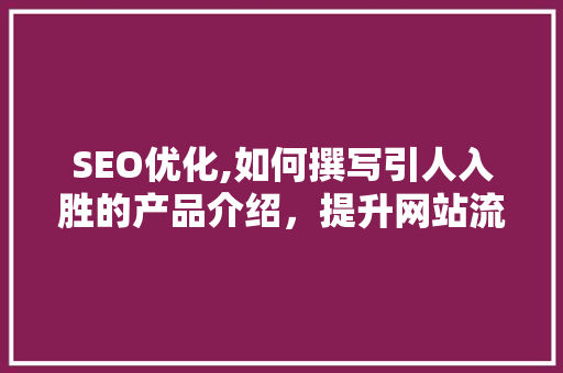 SEO优化,如何撰写引人入胜的产品介绍，提升网站流量与转化率