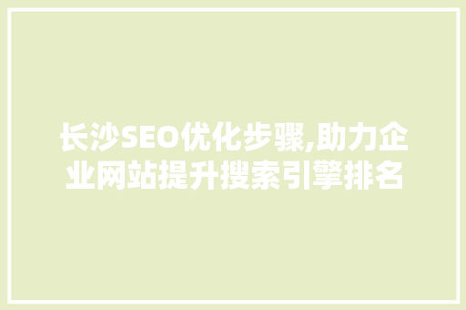 长沙SEO优化步骤,助力企业网站提升搜索引擎排名