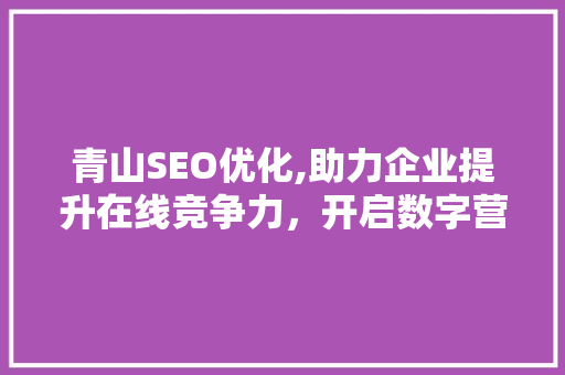 青山SEO优化,助力企业提升在线竞争力，开启数字营销新时代