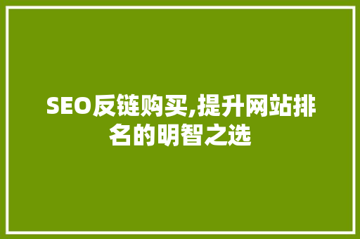 SEO反链购买,提升网站排名的明智之选