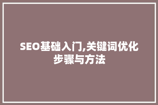 SEO基础入门,关键词优化步骤与方法