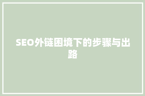 SEO外链困境下的步骤与出路