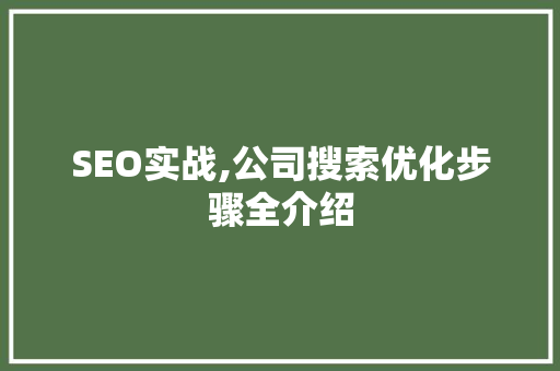 SEO实战,公司搜索优化步骤全介绍