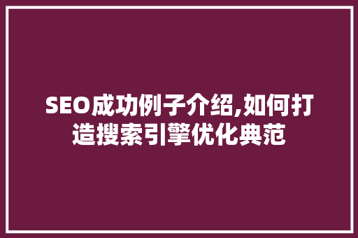 SEO成功例子介绍,如何打造搜索引擎优化典范