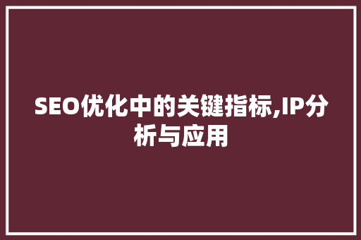 SEO优化中的关键指标,IP分析与应用