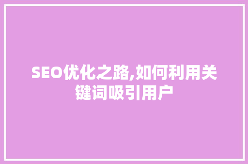 SEO优化之路,如何利用关键词吸引用户
