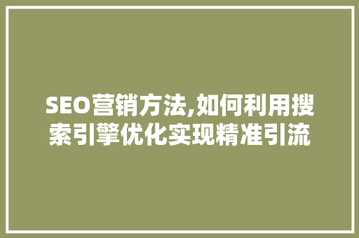 SEO营销方法,如何利用搜索引擎优化实现精准引流