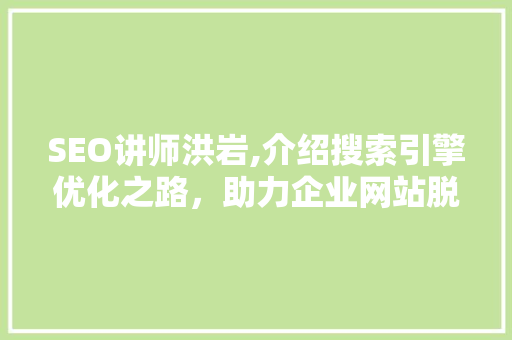 SEO讲师洪岩,介绍搜索引擎优化之路，助力企业网站脱颖而出