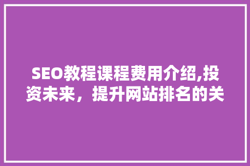 SEO教程课程费用介绍,投资未来，提升网站排名的关键一步