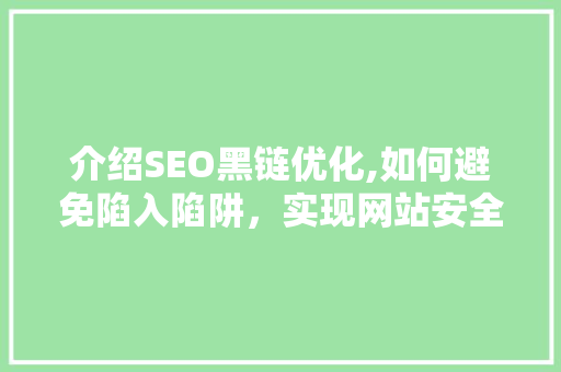 介绍SEO黑链优化,如何避免陷入陷阱，实现网站安全与排名提升