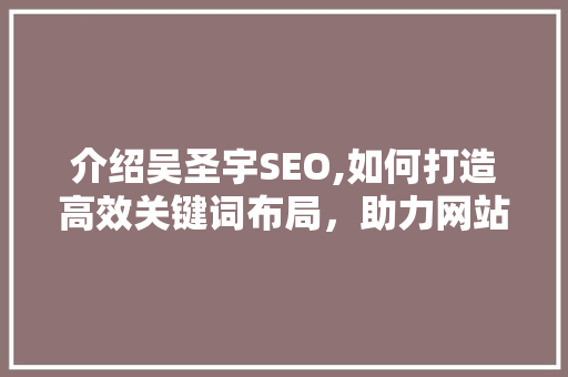 介绍吴圣宇SEO,如何打造高效关键词布局，助力网站优化