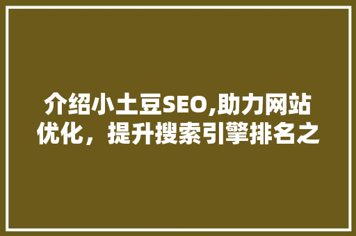 介绍小土豆SEO,助力网站优化，提升搜索引擎排名之路