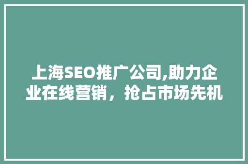 上海SEO推广公司,助力企业在线营销，抢占市场先机