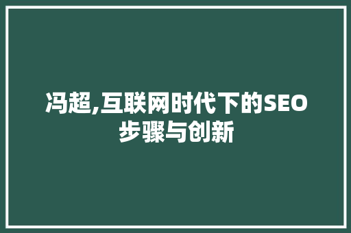冯超,互联网时代下的SEO步骤与创新