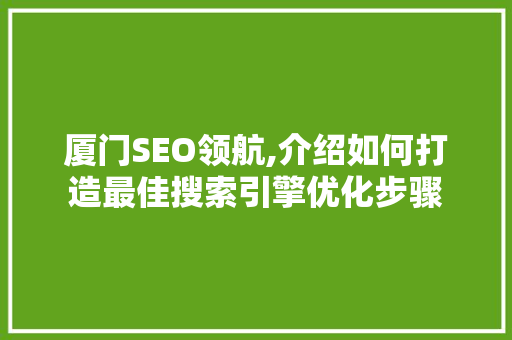 厦门SEO领航,介绍如何打造最佳搜索引擎优化步骤  第1张