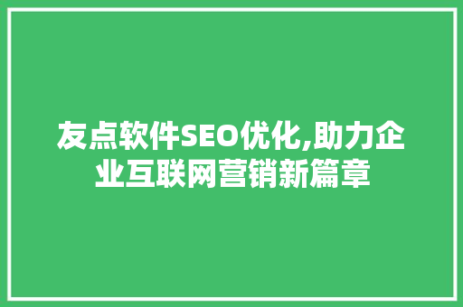友点软件SEO优化,助力企业互联网营销新篇章