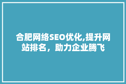 合肥网络SEO优化,提升网站排名，助力企业腾飞