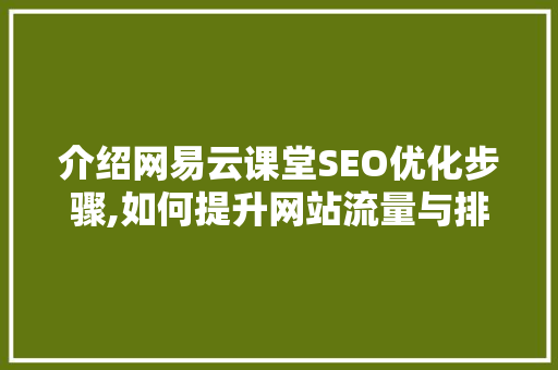 介绍网易云课堂SEO优化步骤,如何提升网站流量与排名