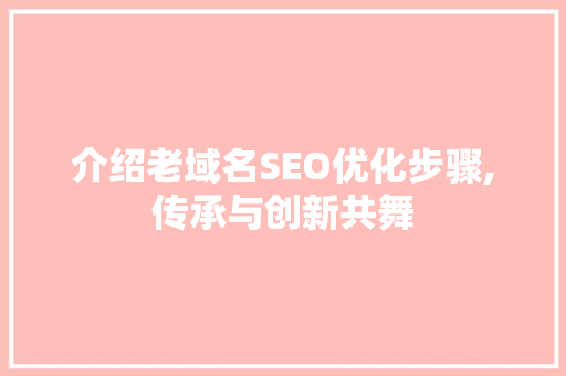 介绍老域名SEO优化步骤,传承与创新共舞