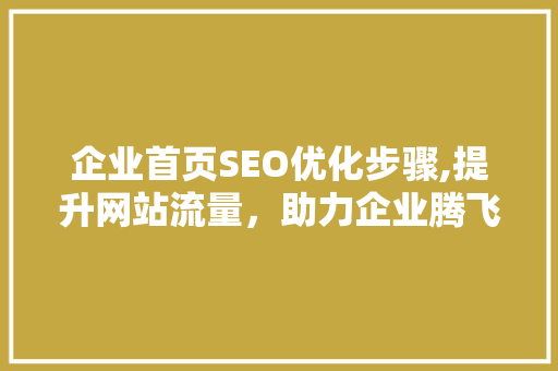 企业首页SEO优化步骤,提升网站流量，助力企业腾飞