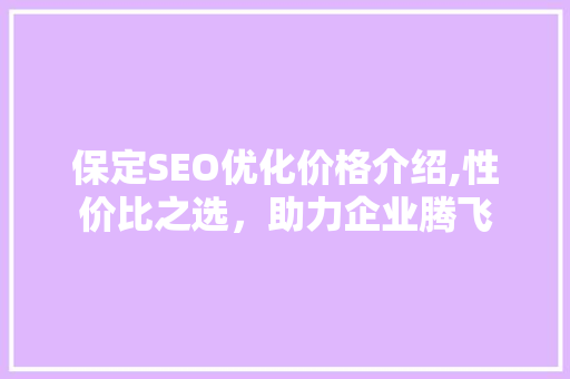 保定SEO优化价格介绍,性价比之选，助力企业腾飞