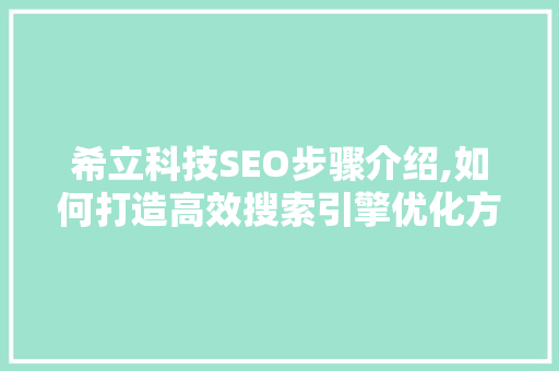 希立科技SEO步骤介绍,如何打造高效搜索引擎优化方法