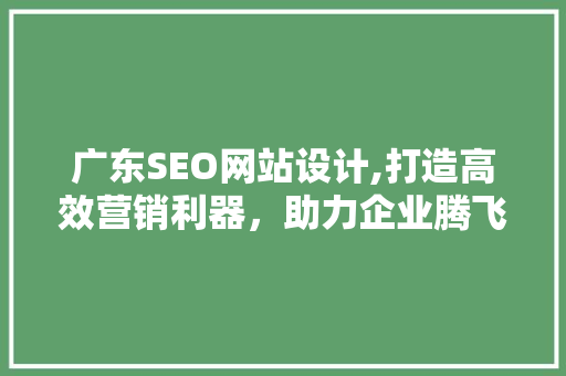 广东SEO网站设计,打造高效营销利器，助力企业腾飞